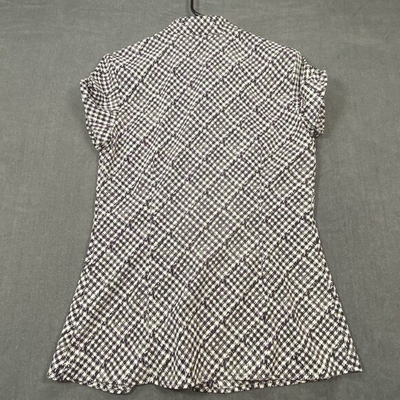 Fred David Womens Houndstooth Pattern Short Sleeve Button-Up Shirt Size Medium - Picture 7 of 9